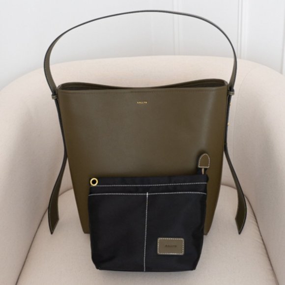 Jolina Leather Bucket Tote - Olive - Picture 11 of 12